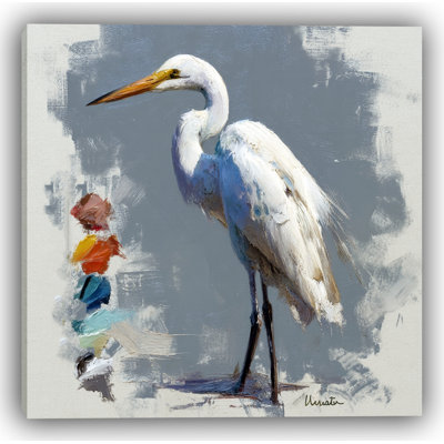 White Egret Study - Wrapped Canvas Wall Art