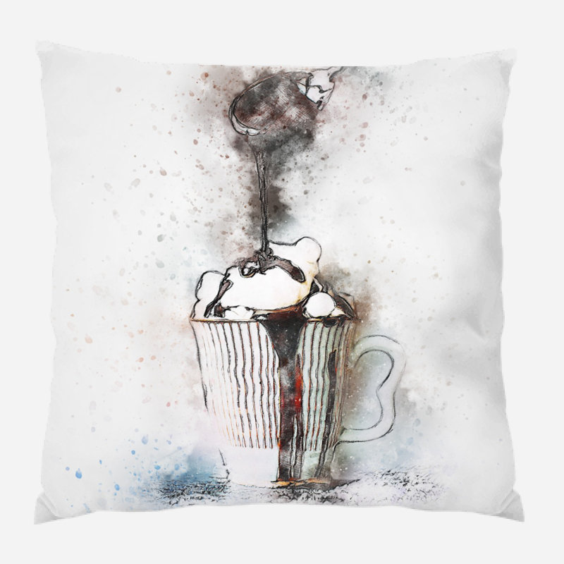  Coussin chocolat, Intérieur, Microsuède