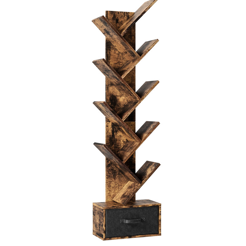 Modern Bookcase With 9 Tier Shelves And Drawer, Contemporary Look Design