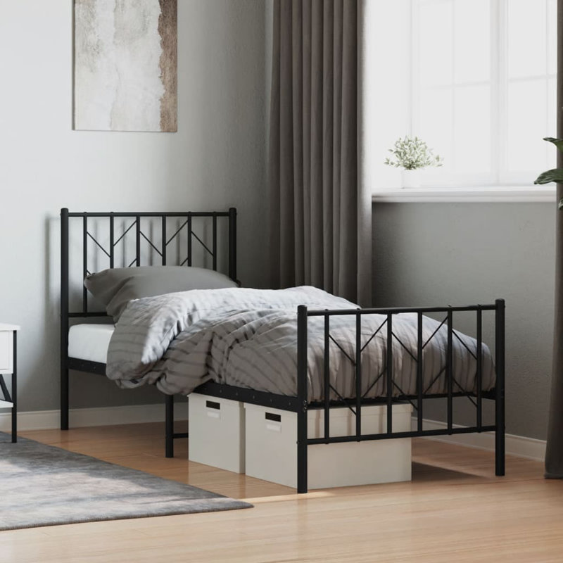 Metal Bed, Black, Single (3')