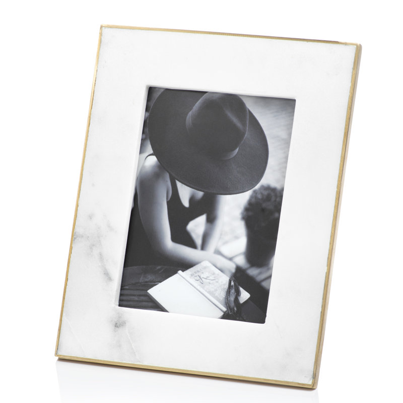 Gibbs White Marble Matte Picture Frame with Mat, 5" x 7"