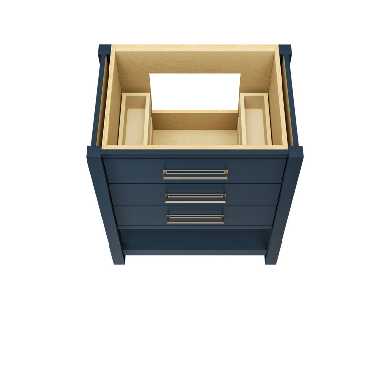 Kiawah Three-Drawer Single Bath Vanity, Hague Blue, 30", Satin Nickel