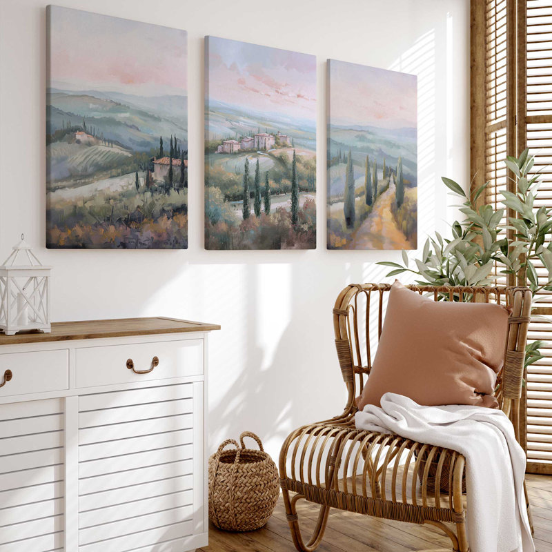 «Dusk's Glow In Tuscany» par Golden Glow Interiors 3 - Pièces sur toile, Toile tendue, H 18 po x l 12 po