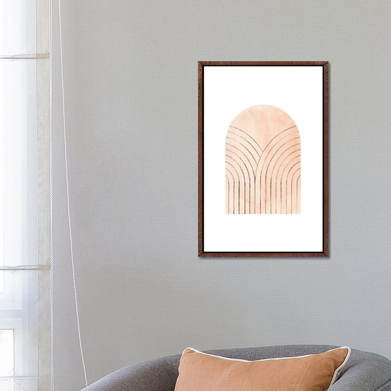 Pastel Tone Arches by Whales Way - Painting on Canvas, 66.04cm H x 45.72cm W x 3.81cm D, Classic Brown Wood Framed