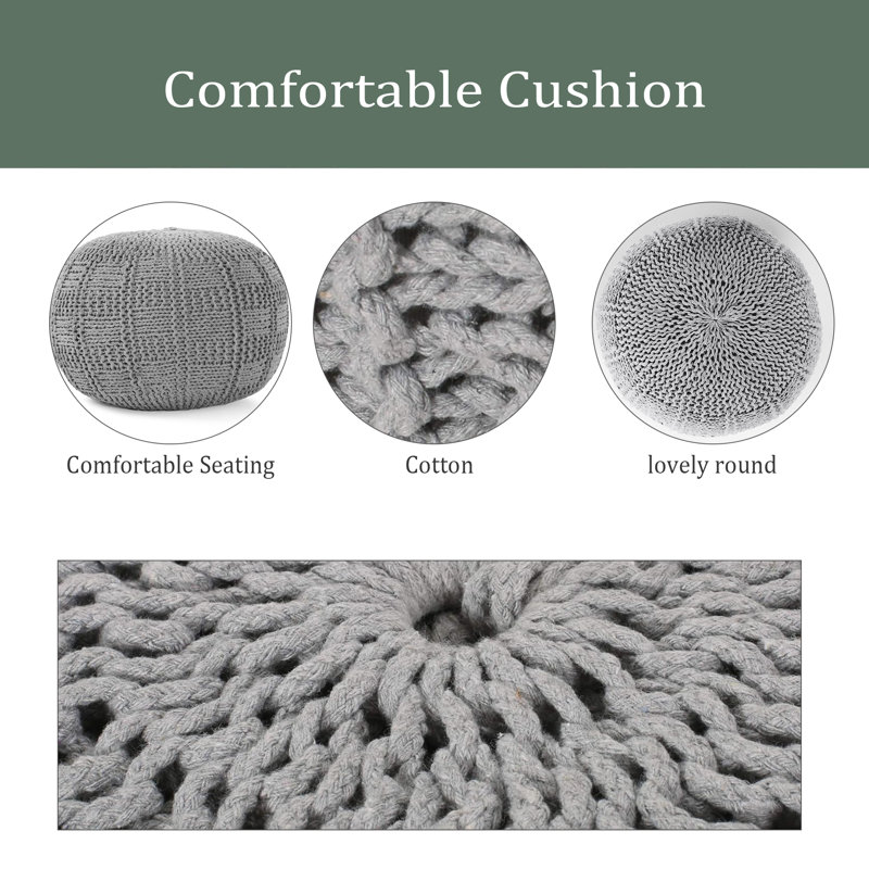 Pouf tricoté en coton 20 X 20