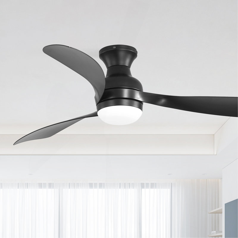 Sofucor 1 PC 52-Inch Fulsh Mount Ceiling Fan With Light,18W LED Dimmable Light With Memory Function,DC Motor,1/4/8H Timer Setting