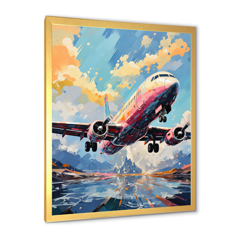 Pop Art Skyward Bound Plane, Encadrement doré, H 32 po x l 24 po x P 1 po