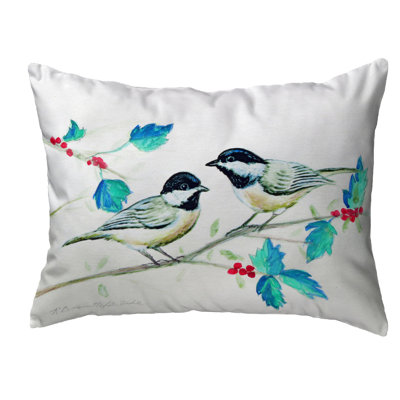  Christmas Chickadees Indoor/Outdoor Lumbar Pillow
