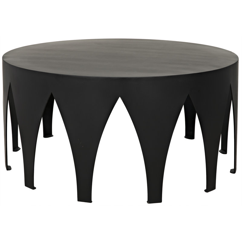 Noir Morocco Black Metal Round Coffee Table, 36"