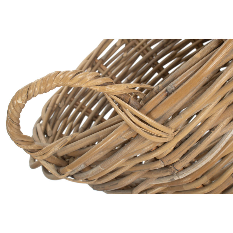 Carla Rattan Log Basket Carrier, 43cm H x 43cm W x 43cm D