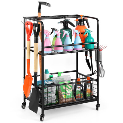 16'' W Metal Shelving Unit with Wheels