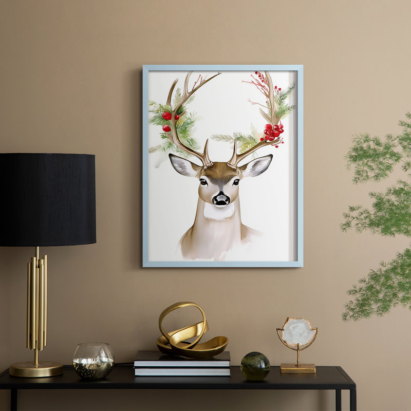 «Christmas Holiday Art», reproduction encadrée en bois massif, H 11 po x l 9 po, Bleu
