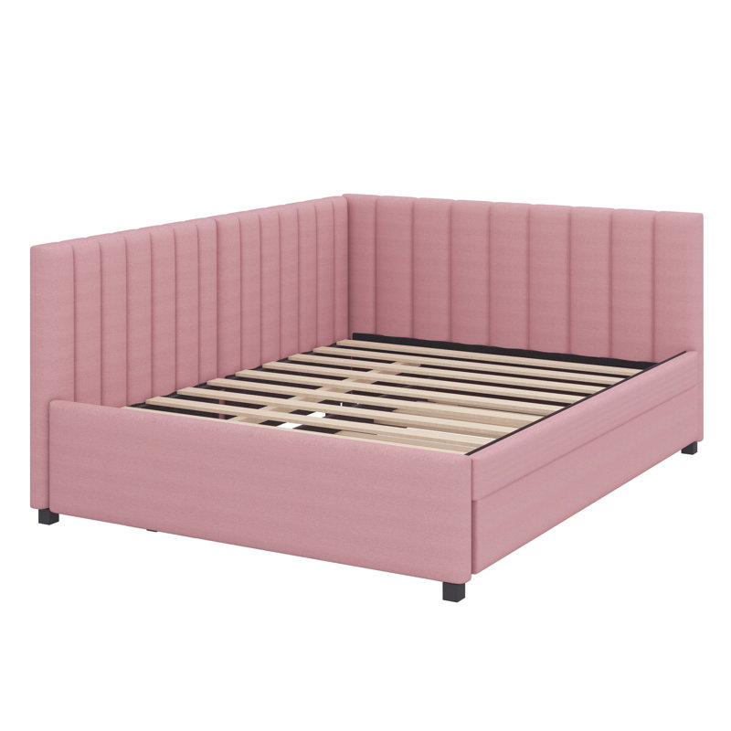 Full-Sized Daybed With Concealed Trundle Bed, Pink