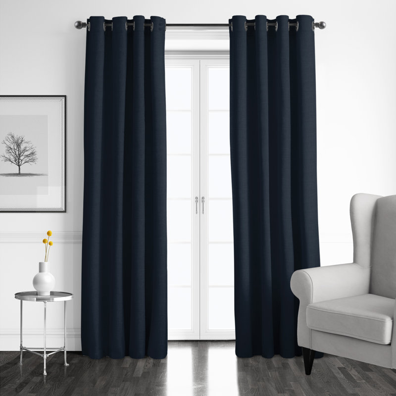 Paire de rideaux Elsie, L 50 po x L 120 po, Bleu marine véritable