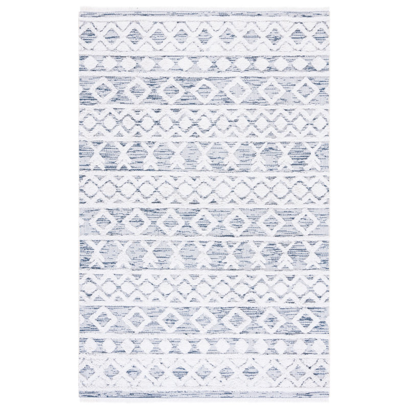 Tapis bleu marine / ivoire Augustine 758, Rectangle 9 pi x 12 pi