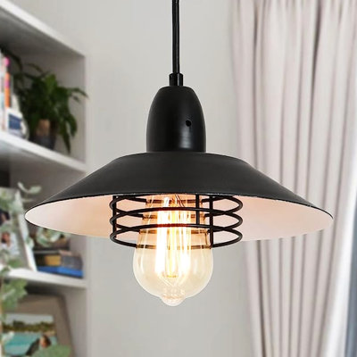 Vintage Adjustable Hanging - Matte Black Metal For Kitchen Island, Dining Room, Bedroom, Living Room E26 Bulb Lighting Pendant Fixture With Height Source
