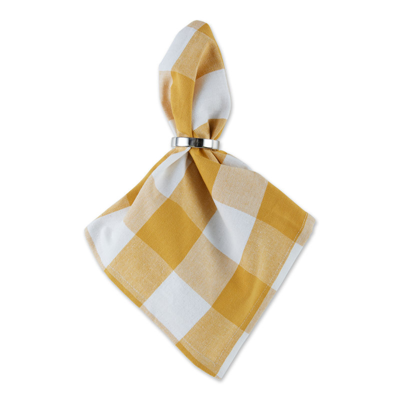 Wauregan Cotton Checkered Square Napkin, Gold