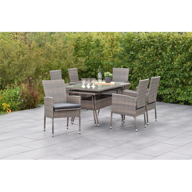 Cambria 6 - Person Patio Dining Set Rectangular Table with Cushions Included