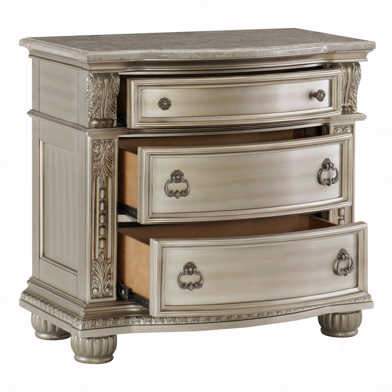 Table de chevet 1 pièce avec finition argent, Argent argent