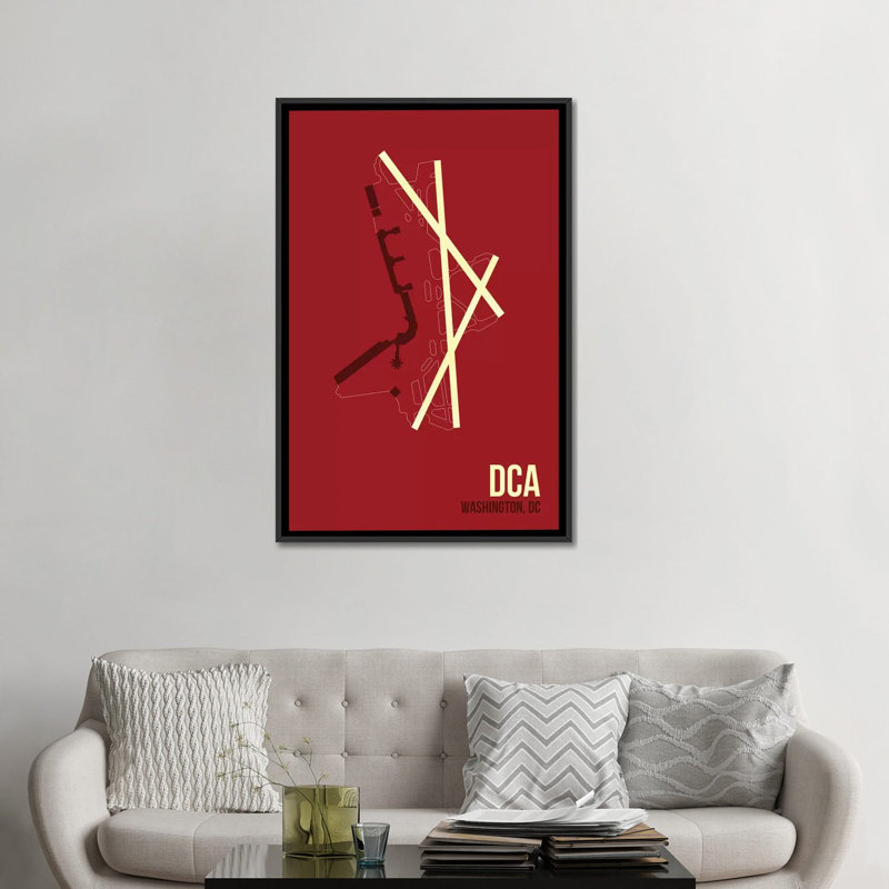 «Washington, D.C. (Reagan)», impression sur toile, H 26 po x l 18 po x P 1,5 po, Toile avec cadre noir, Pas de tapis