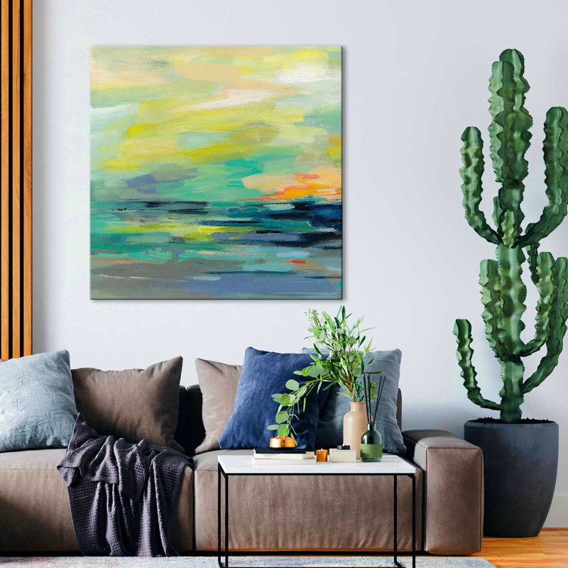 Pacific Beach I - peinture, Toile tendue, H 28 po x l 28 po x P 1,5 po