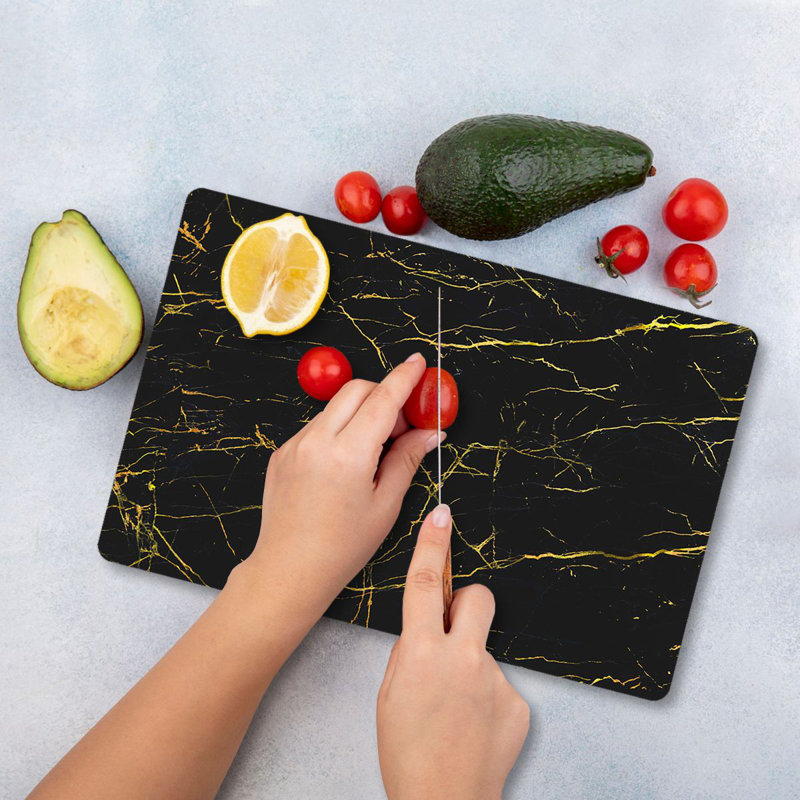 Flourish Premium Tempered Glass Cutting Board, 11.8 x 15.7 inches | Antibacterial, Easy Clean, Non-Slip Silicone Feet | 100% Durable Glass, Thickness: 0.16 inches | Ideal for Kitchen Prep, Safe & Stylish Cooking Solution