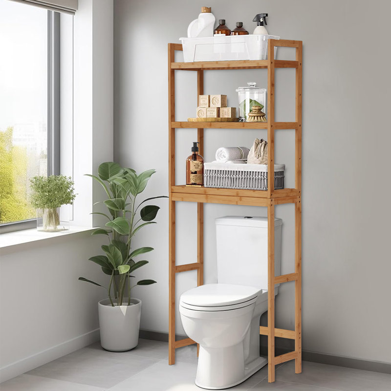 Rangement au-dessus de la toilette l 23,4 po x H 63,6 po x P 10,2 po, Brun