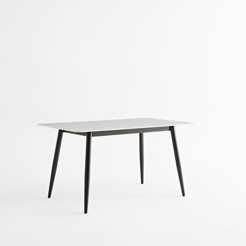 Rectangular Modern Dining Table with Ceramic Top & Metal Base, 29.33"H x 62.99"L x 33.46"W