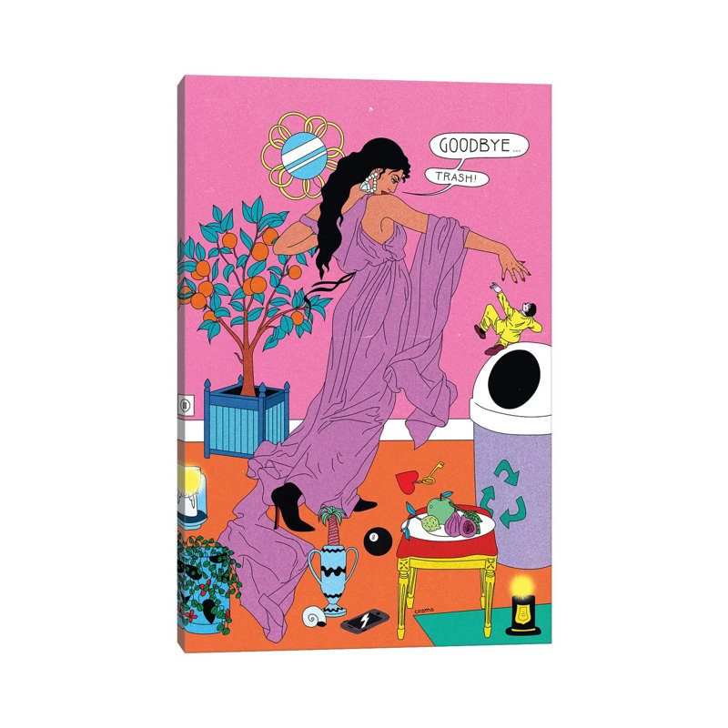 Goodbye Trash par Cosmo - impression d'art graphique, Toile tendue, H 40 po x l 26 po x P 1,5 po, Pas de tapis
