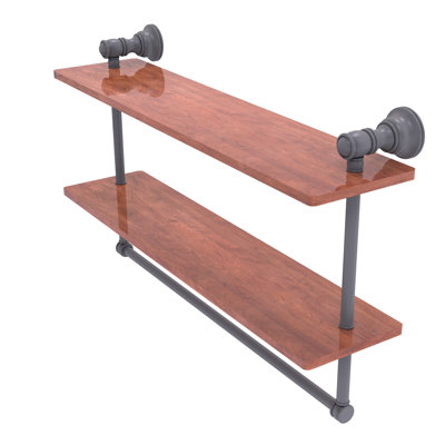 Tablette en bois massif 2 pièces avec barre à serviettes Freyja