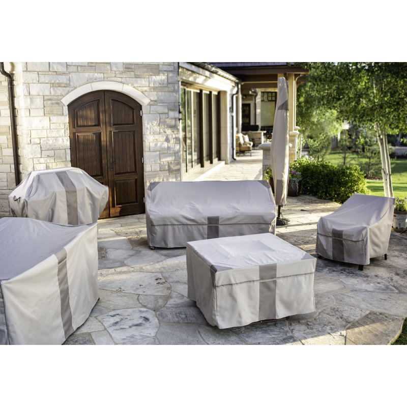 Beige Weather-Resistant High Back Patio Chair Covers, Set of 2