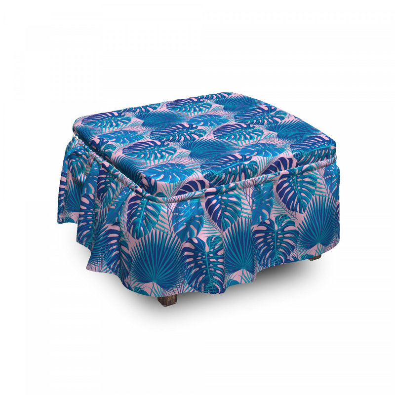 Housse pour repose-pieds palmier en monochrome exotique