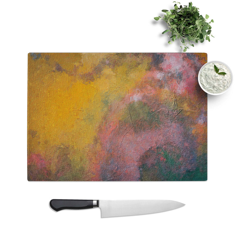 Glass Earth & Water in Abstract Chopping Board, 39 cm W x 28.5 cm L