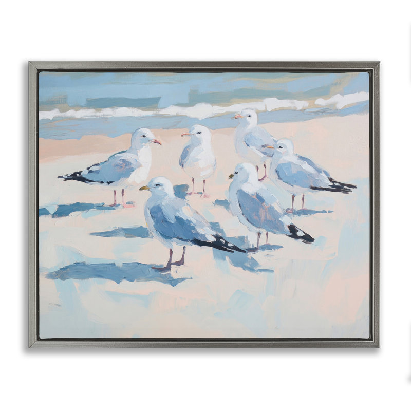 Cadre flottant Summer Seagulls, Cadre flottant gris lustré, H 25 po x l 31 po