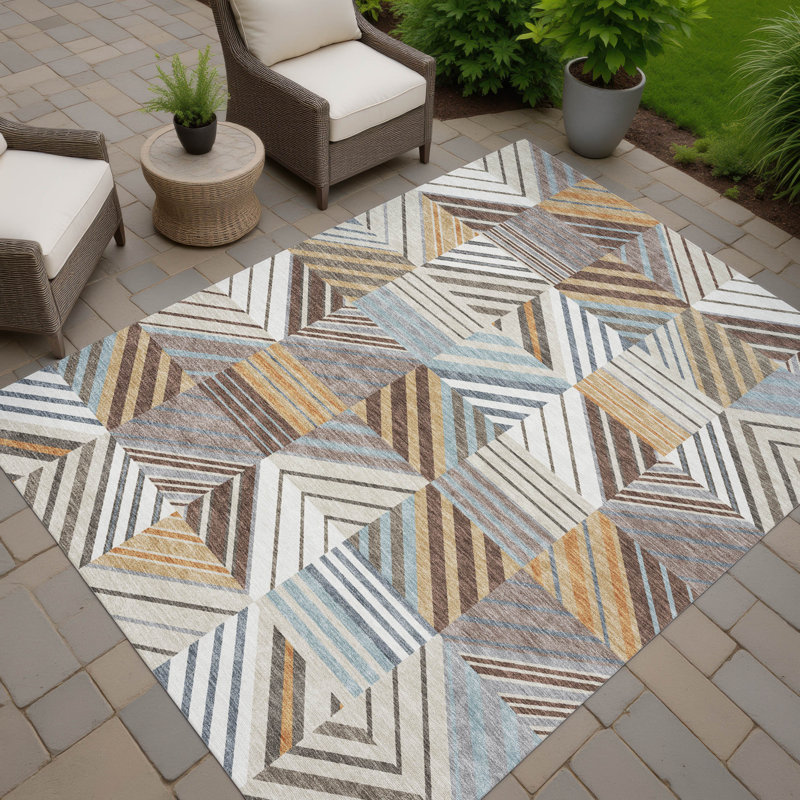 Machine Washable Indoor/Outdoor Lanphear ACN2399 Patchwork Rug, Rectangle 2'6" x 3'10"