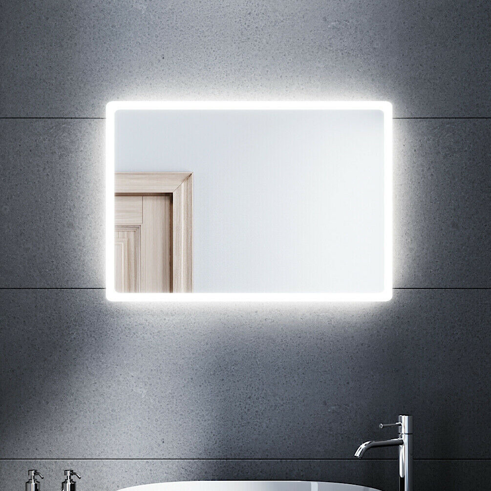 badspiegel mit led-beleuchtung energiesparend led badezimmerspiegel 40 x 60  cm kaltweiß ip44 badezimmer wandspiegel bad spiegel