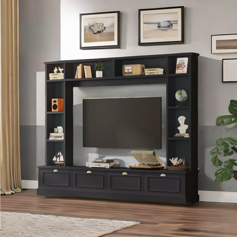 Large Wall Unit Entertainment Center, Black