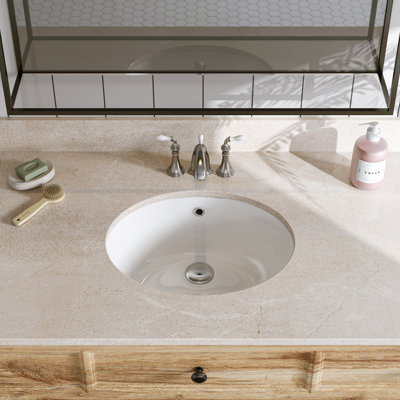 20 Inch Undermount Bathroom Sink, 19.6" X 15.7" Oval Vitreous China Undermount Bathroom Sink With Overflow Drain