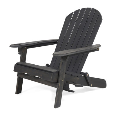 Chaise en bois gris foncé avec porte-gobelets et capacité de pliage, 30,28 po Profondeur, 36,56 de largeur, 33,35 de hauteur, 21,71 lb, pour caractéristique de support rustique de patio, H, l, P, terrasse près de la piscine