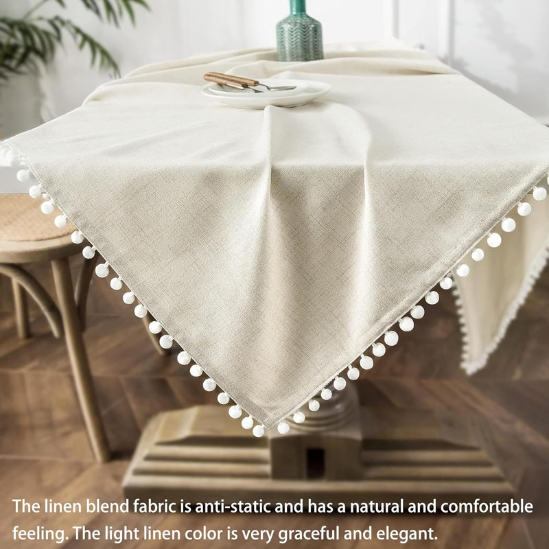 Cooledge Rectangle Solid Linen Textured Tablecloth, 55" Square