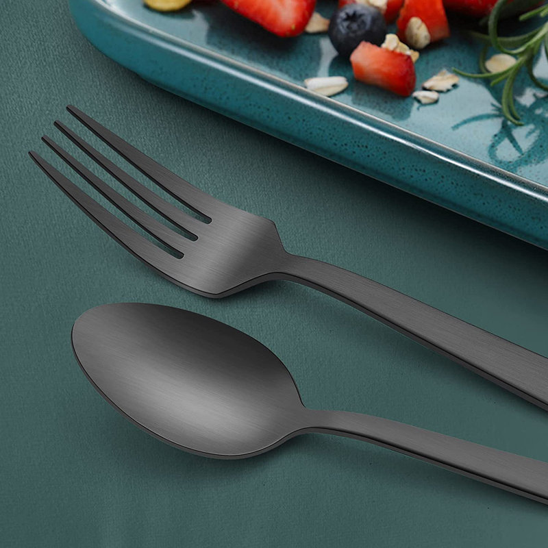Latitude Run® Farnam Stainless Steel Flatware Set - Service for 8, Black