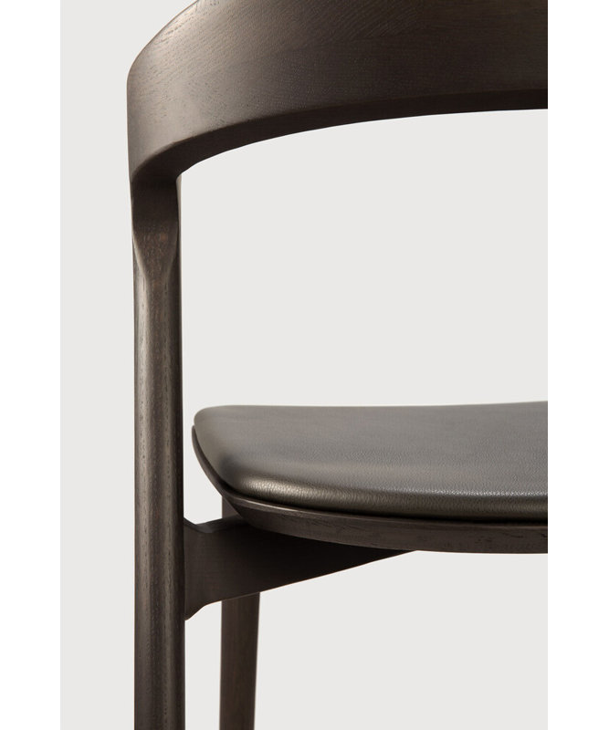 Bok Leather Dining Chair, Oak Brown Genuine Leather, Oak Brown
