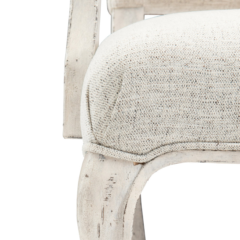 Mirabelle Cream and Gray Handcrafted Upholstered Armchair
