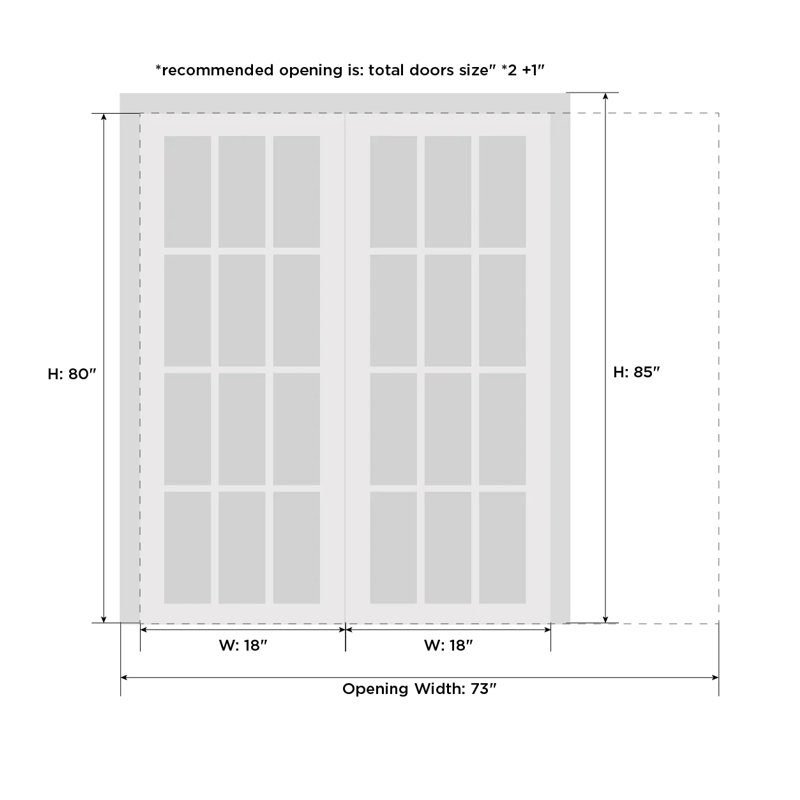 Portes françaises en bois massif massif, 36 po x 80 po