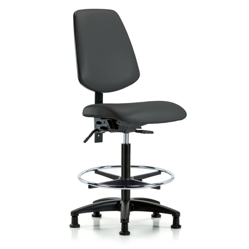 Jalynn Vinyl Drafting Chair, Casters, Charcoal, Not Included