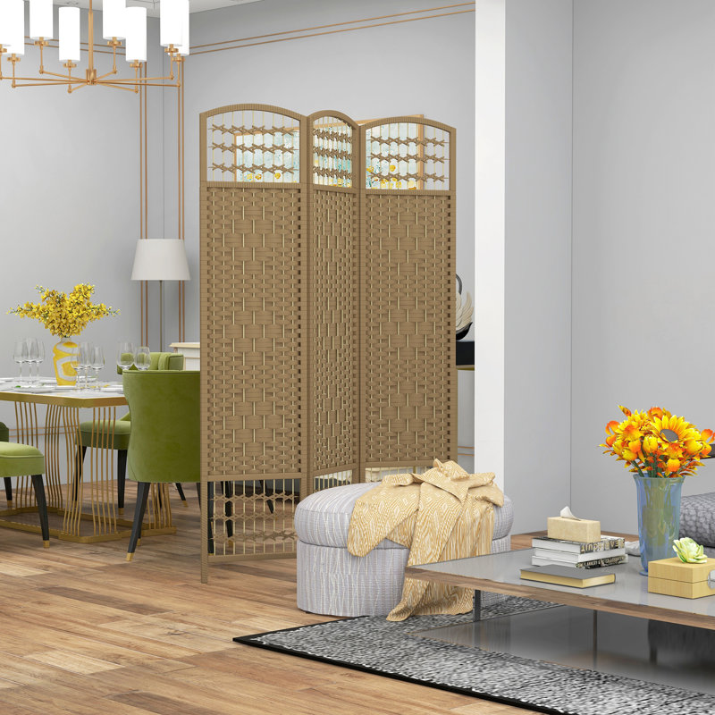 3 Panel Room Divider, Folding Screen, 5.6', Natural
