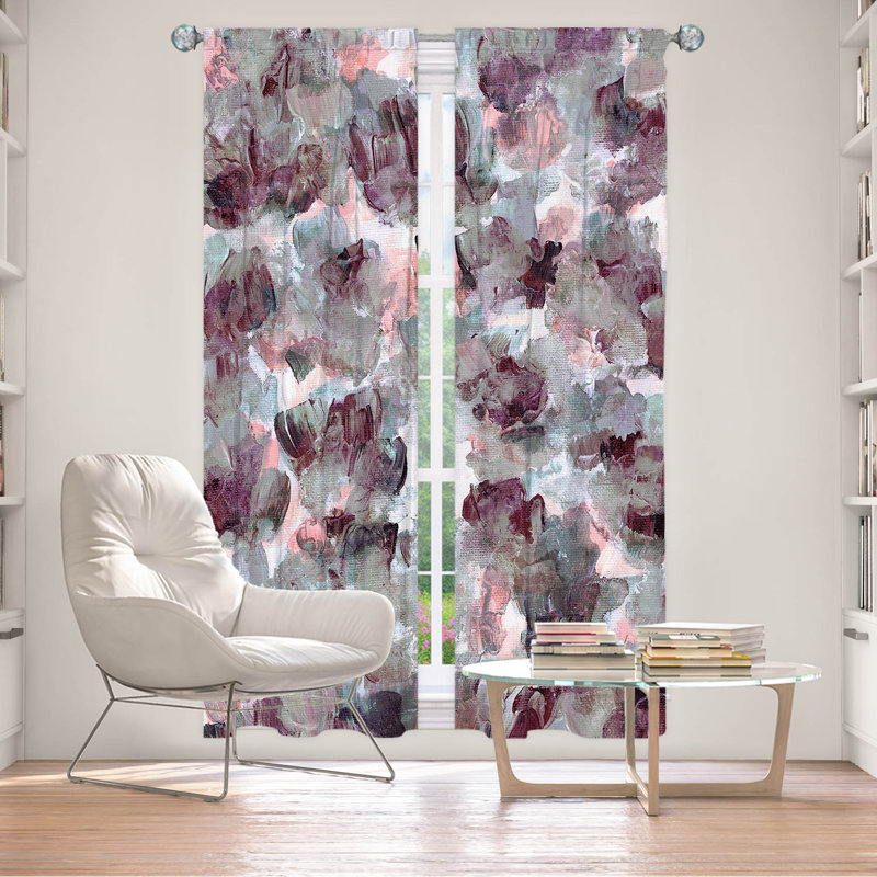 Rideau en polyester, L 20 po x L 82 po, Gris / noir / rose