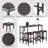 3-People Counter Heihgt Dining Set W/Storage, 4 Piece Kitchen Bar Table Set W/3 Upholstered Stools-913940417