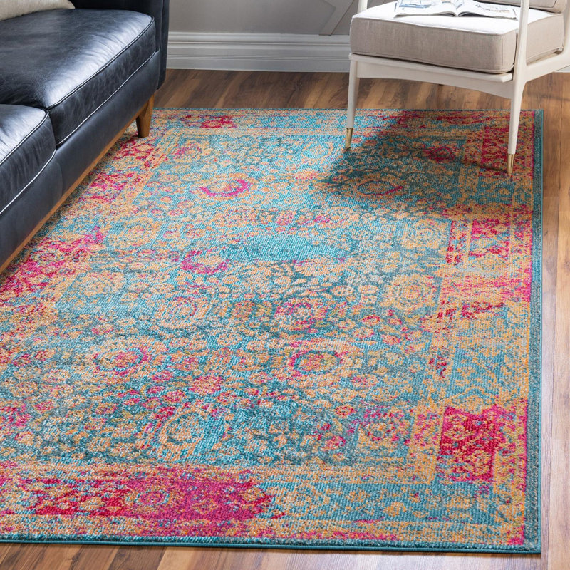Eddins Washable Oriental Indoor Rug, Rectangle 7'1" x 10'