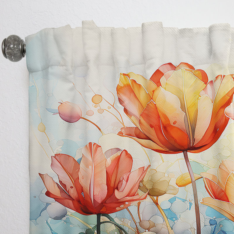 Tulipes Stanbridge peintes de tons vifs et pinceau audacieux - Rideau tulipes - Velours obscurcissant - 1 panneau